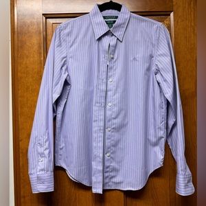 Ralph Lauren Button Down Up Purple Striped Shirt NWT size XS